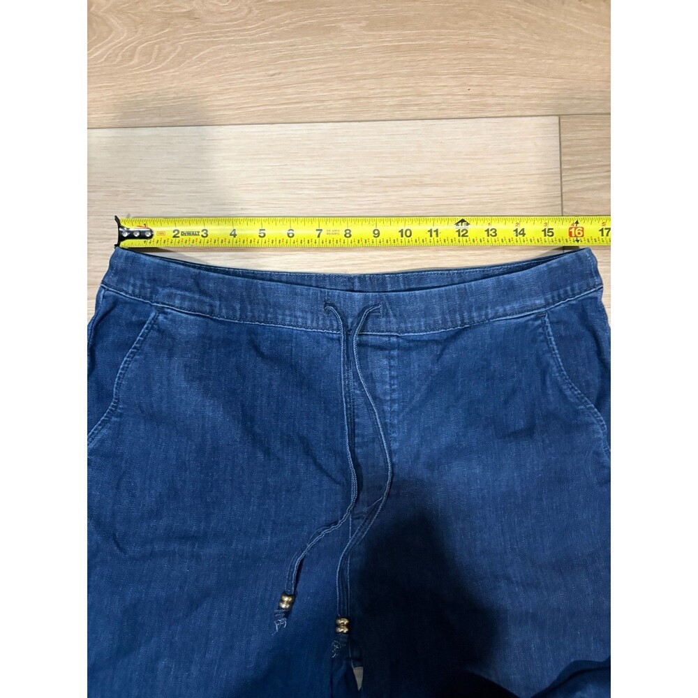 Chico's Women's Wide Leg Denim Jeans Size 2R US 12R Drawstring Dark Wash Blue - Picture 5 of 9